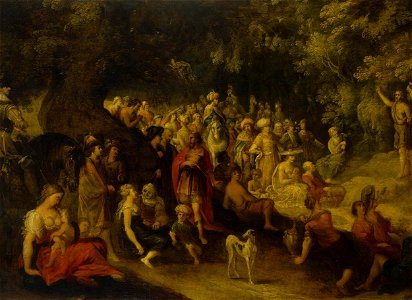 Hans Jordaens (III) - Sermon of St John the Baptist - WGA11977. Free illustration for personal and commercial use.