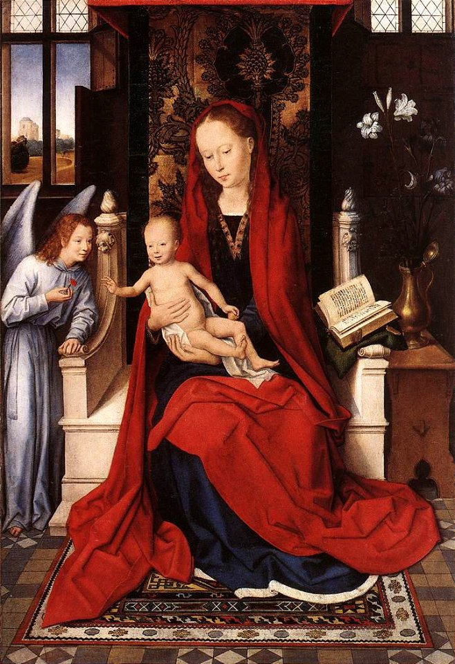 Hans Memling - Virgin Enthroned with Child and Angel - WGA14913