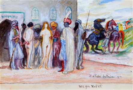 Hans von Faber du Faur Orientalischer Sklavenmarkt 1914-03-30