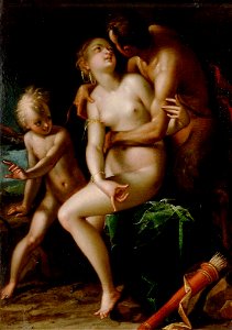 Hans von Aachen - Venus, Amor and Satyr