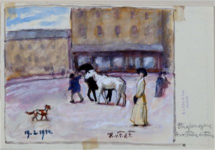 Hans von Faber du Faur Straßenszene 1914-02-19