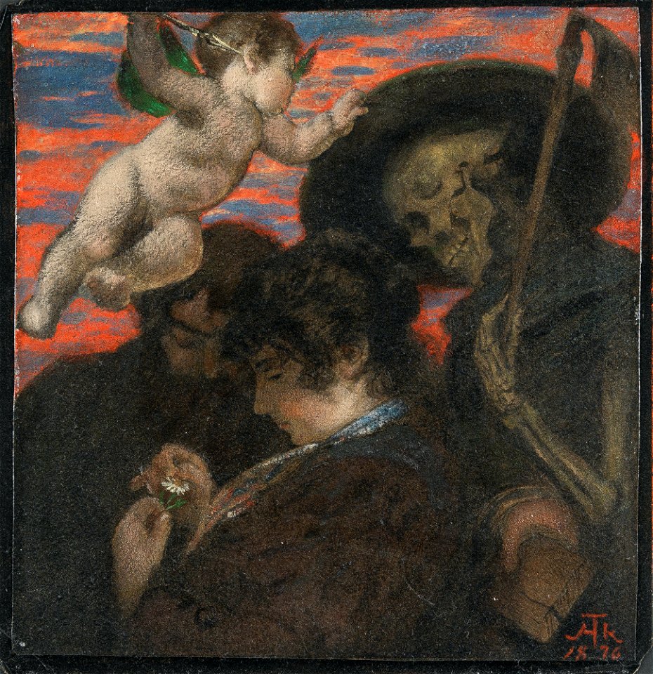 Hans Thoma Liebespaar mit Amor und Tod