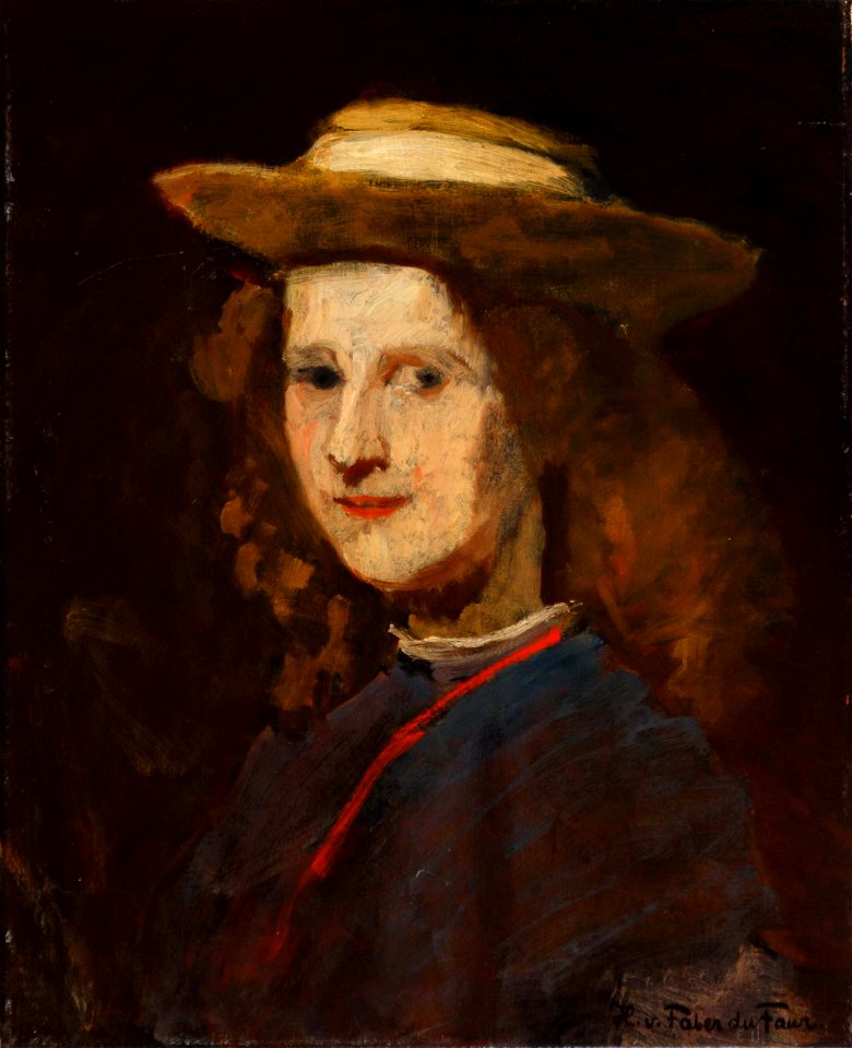 Hans von Faber du Faur Mädchen mit Strohhut