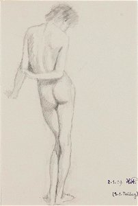 Hans von Faber du Faur Stehender weiblicher Rückenakt 1909