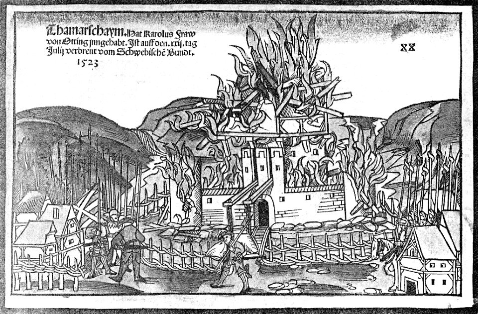 Hans Wandereisen - Brand von Tagmersheim (Hozschnitt 1523) sw