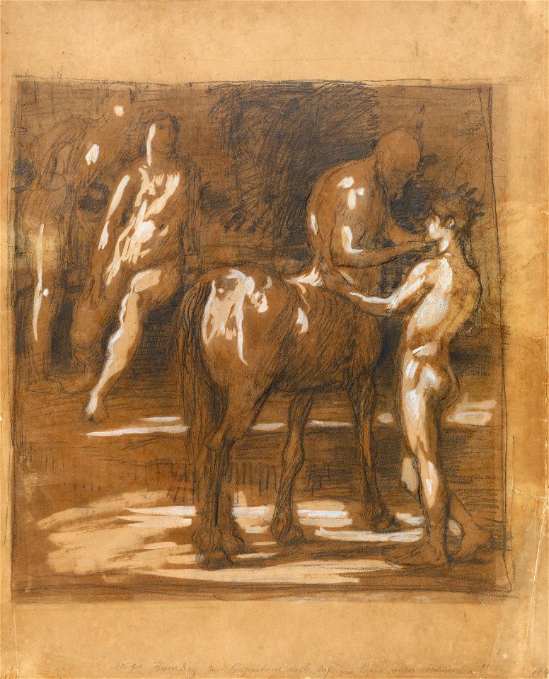 Hans von Marées (attr) Studienblatt mit Zentaur