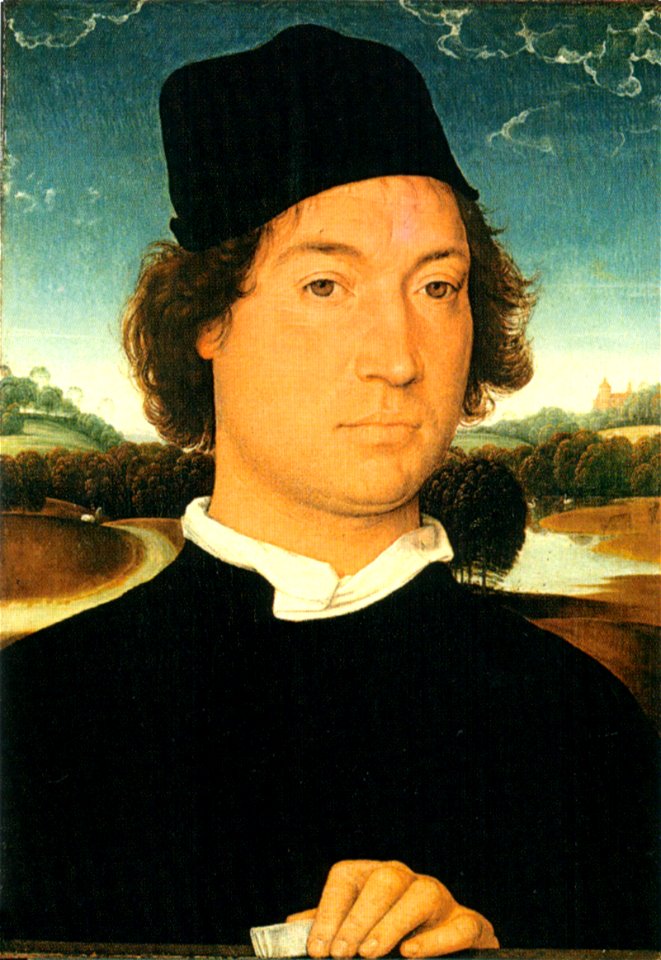 Hans memling, uomo con la lettera, uffizi