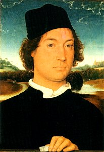 Hans memling, uomo con la lettera, uffizi