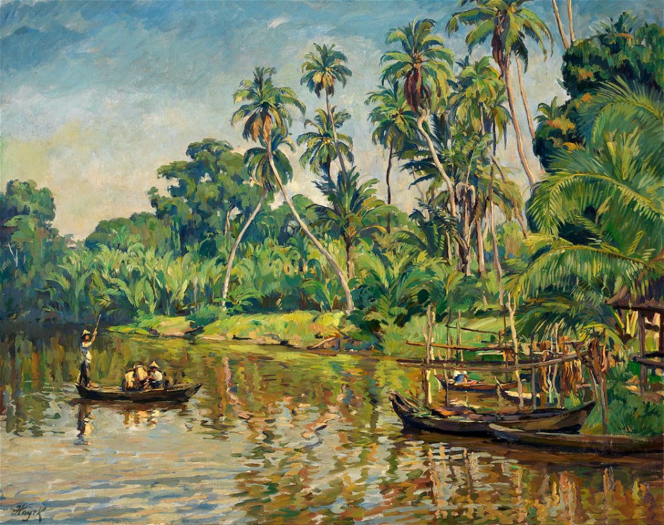 Hans von Hayek Flusslandschaft auf Sumatra