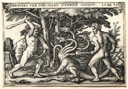 Hans Sebald Beham (German, 1500-1550) - The Labors of Hercules, Hercules Killing the Lernean Hydra - 1950.464 - Cleveland Museum of Art