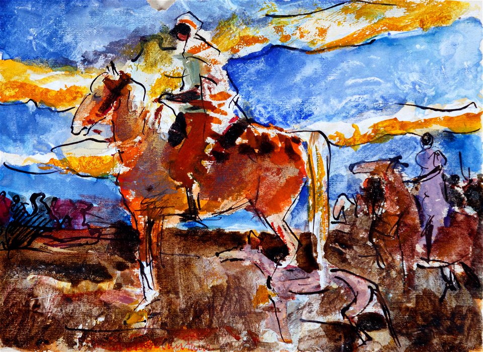 Hans von Faber du Faur Reiter Aquarell