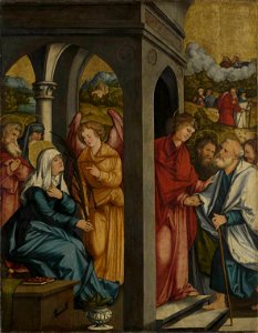 Hans Schäufelein - Christgartner Altar, Ein Engel reicht Maria die Palme - WAF 923 - Bavarian State Painting Collections