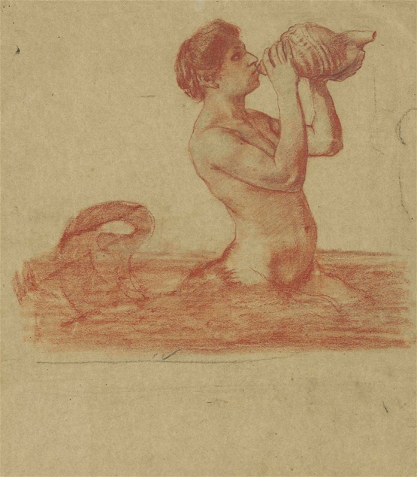Hans Thoma - Ein Triton bläst in ein Tritonshorn