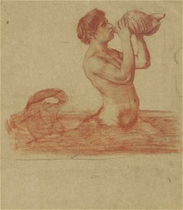 Hans Thoma - Ein Triton bläst in ein Tritonshorn