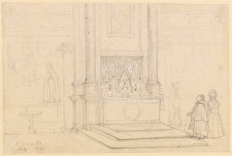Ingres - MI.867.4349, Ingres et sa femme visitant l'église San Cosimato