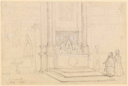 Ingres - MI.867.4349, Ingres et sa femme visitant l'église San Cosimato