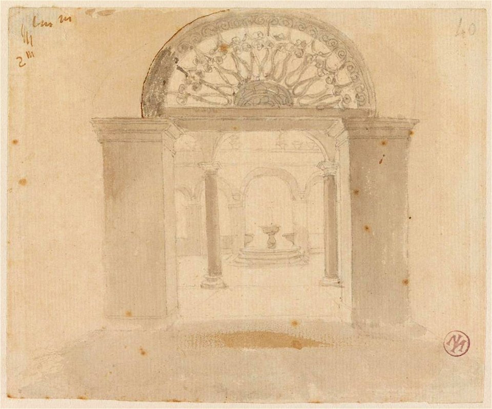 Ingres - MI.867.4344, Cour au travers d'un portail