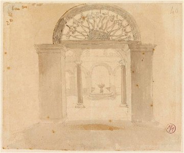 Ingres - MI.867.4344, Cour au travers d'un portail