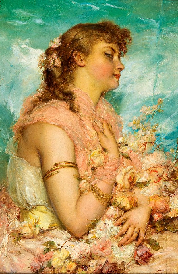 Hans Zatzka - A young woman with roses
