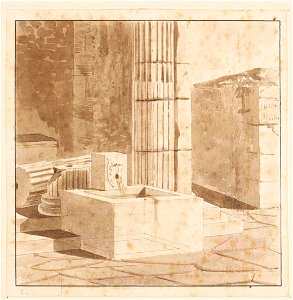 Ingres - MI.867.4480, Une fontaine au pied d'une colonne romaine
