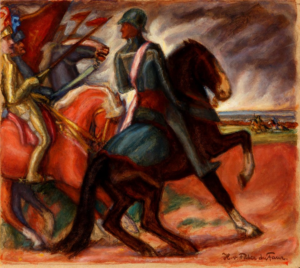 Hans von Faber du Faur Reiter vor dem Angriff