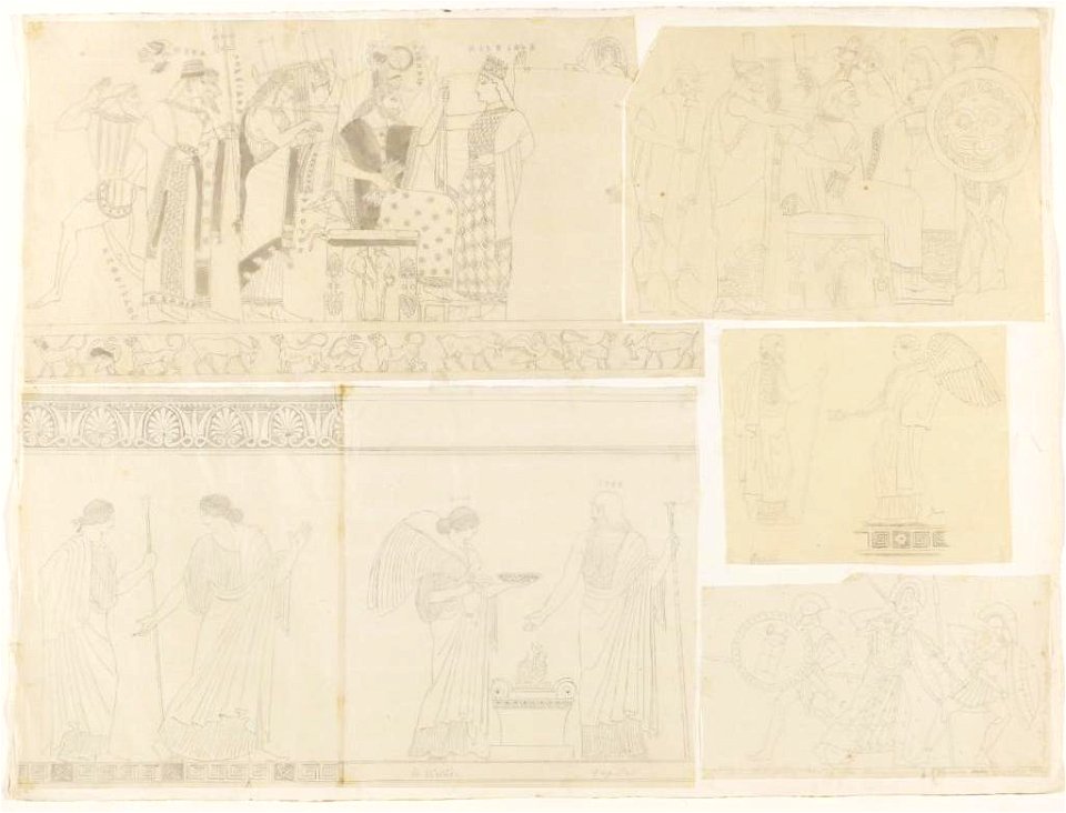 Ingres - MIC.39.42.A, Relevé graphique sur le thème de la naissance d'Athéna Dessin