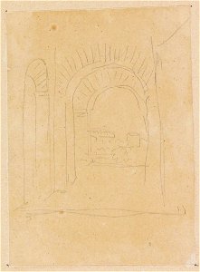 Ingres - MI.867.4506, Couloir au bout duquel on aperçoit un paysage