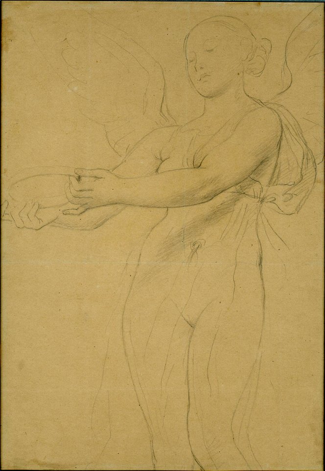 Ingres - Study of the winged victory for the painting 'The Apotheosis of Homer' in the Musée du Louvre, Paris, 1949,0411.73