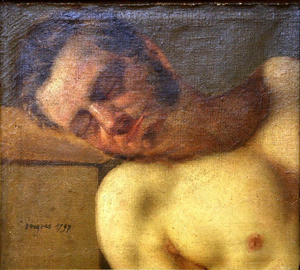 Ingres-étude de tête et de torse d'homme