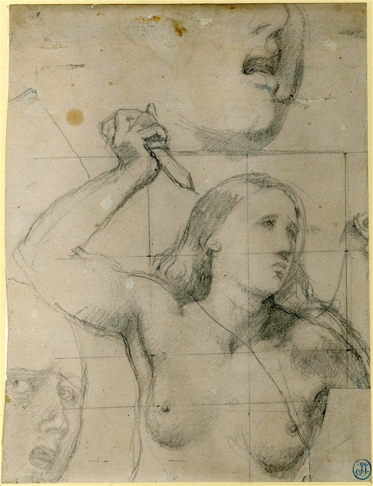 Ingres - Study of a nude woman (Joan of Arc) holding up a dagger, 1886,0410.29