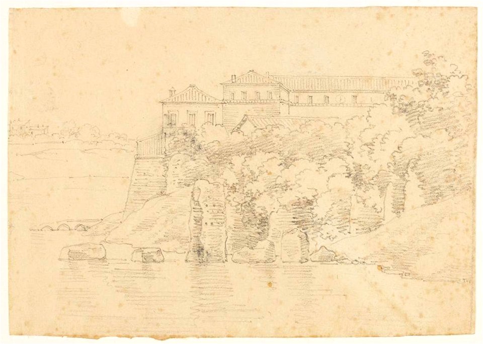 Ingres - MI.867.4494, Des maisons parmi les arbres sur un promontoire
