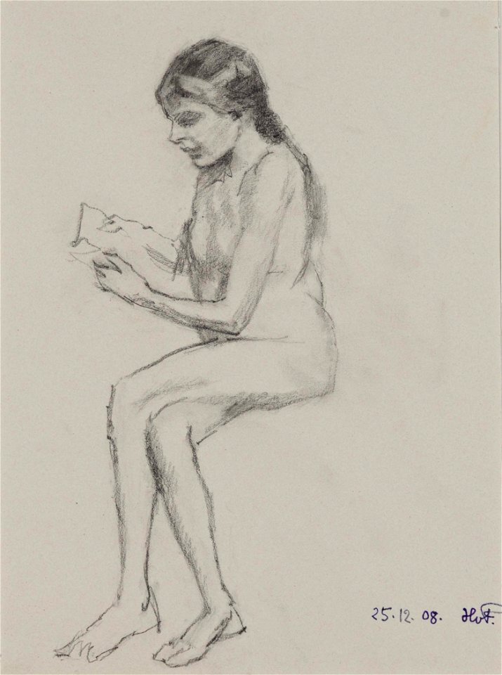Hans von Faber du Faur Sitzender Mädchenakt b 1908