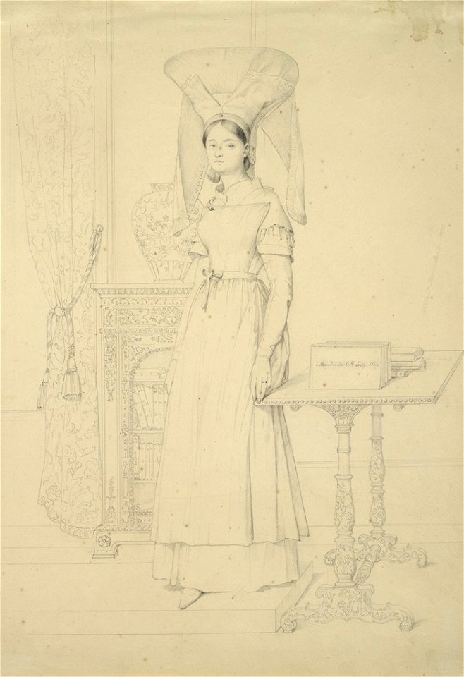 Ingres - Style of - Portrait of a Woman in the Costume of the City of Caen, 1942.65