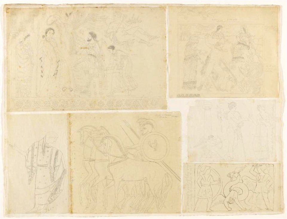 Ingres - MIC.31.30 A, Relevé graphique, d'après Milligen, du cratère du Peintre des Enfers Dessin