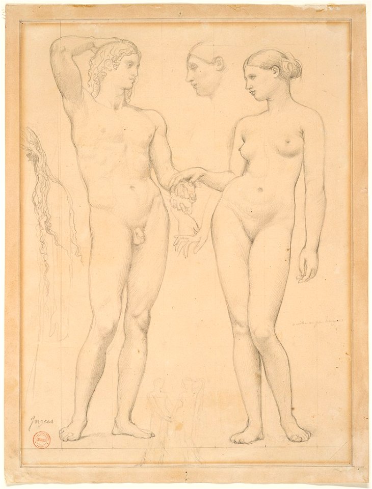 Ingres - Studies of a Man and a Woman for The Golden Age, 1943.861