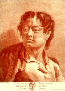 Innocente Alessandri - Head and shoulders of a man with a fur stole over his shoulders, his hand inside his jacket, looking to the left. c.1760s, 1951,0714.272