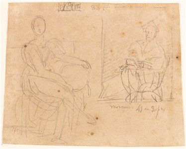 Ingres - MI.867.4068, Femme assise et portrait d'un cardinal