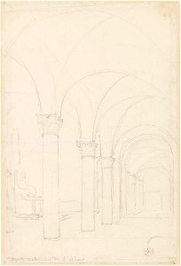 Ingres - MI.867.4345, File de colonnes et siège de marbre dans la crypte de sant'alessio