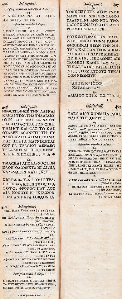 Inscription in ancient Greek from Andros island (54) Inscription in ancient Greek from Konya (55-63) Inscriptions in anc - Lucas Paul - 1712