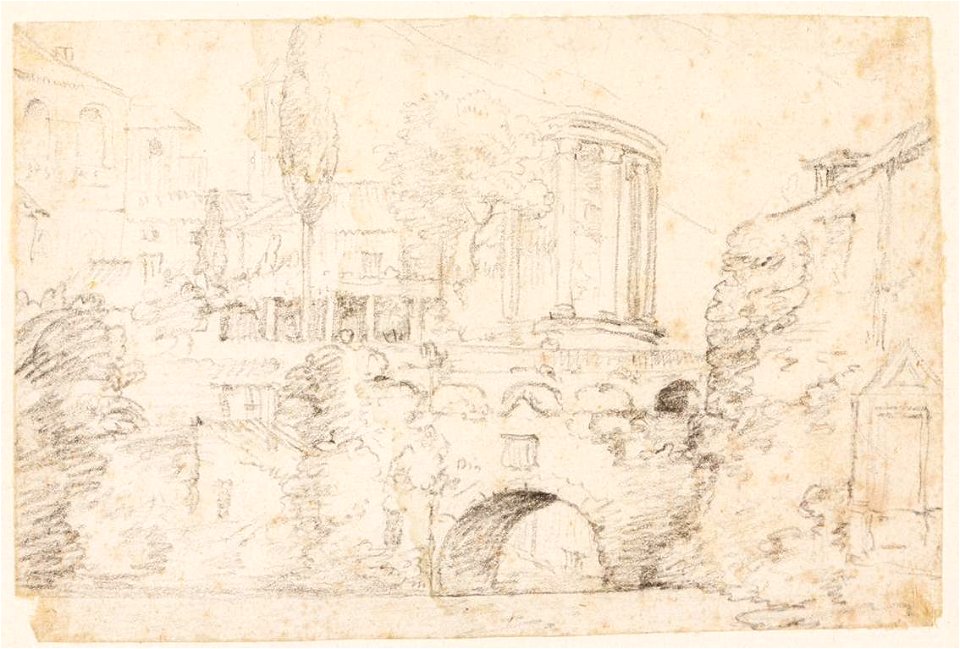 Ingres - MI.867.4457, Le Temple de Vesta et le pont de San Rocco