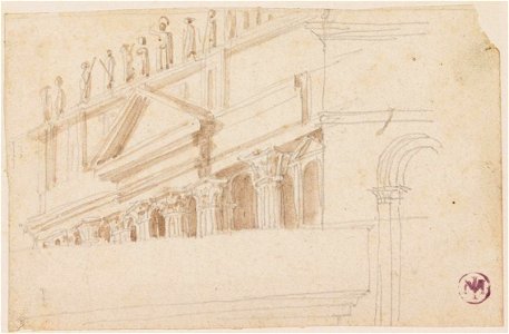 Ingres - MI.867.4448, Détail de la façade d'une église