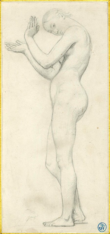 Ingres - Study of a nude female figure dancing, for the painting 'The Golden Age' (L'Age d'Or), 1886,0410.25