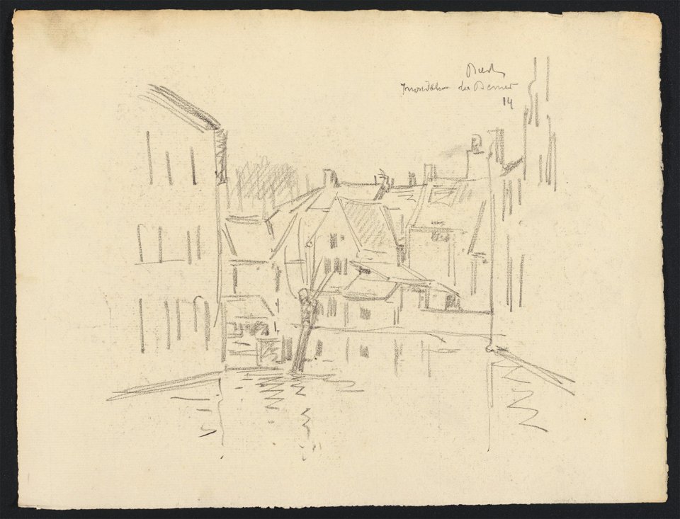 Inondation du Demer à Diest 1914 drawing by Jean-François Taelemans, R-2009-26385, Prints Department, Royal Library of Belgium