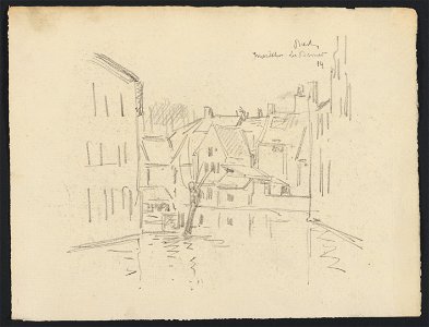 Inondation du Demer à Diest 1914 drawing by Jean-François Taelemans, R-2009-26385, Prints Department, Royal Library of Belgium