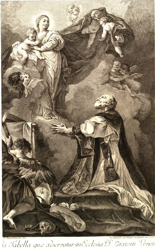 Innocente Alessandri - The Virgin and Child appearing to St Philip Neri, who kneels in bishop's robes, 1951,0714.274