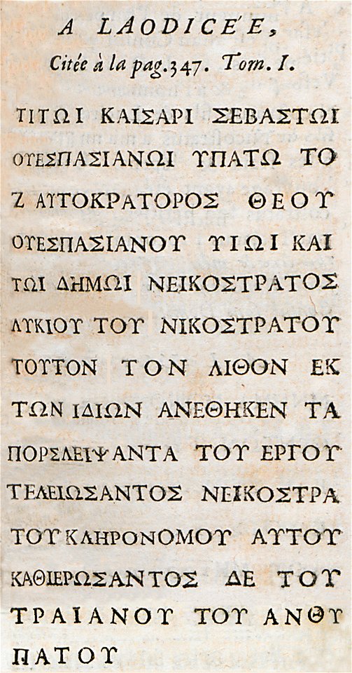 Inscription from Laodicea - Spon Jacob - 1678