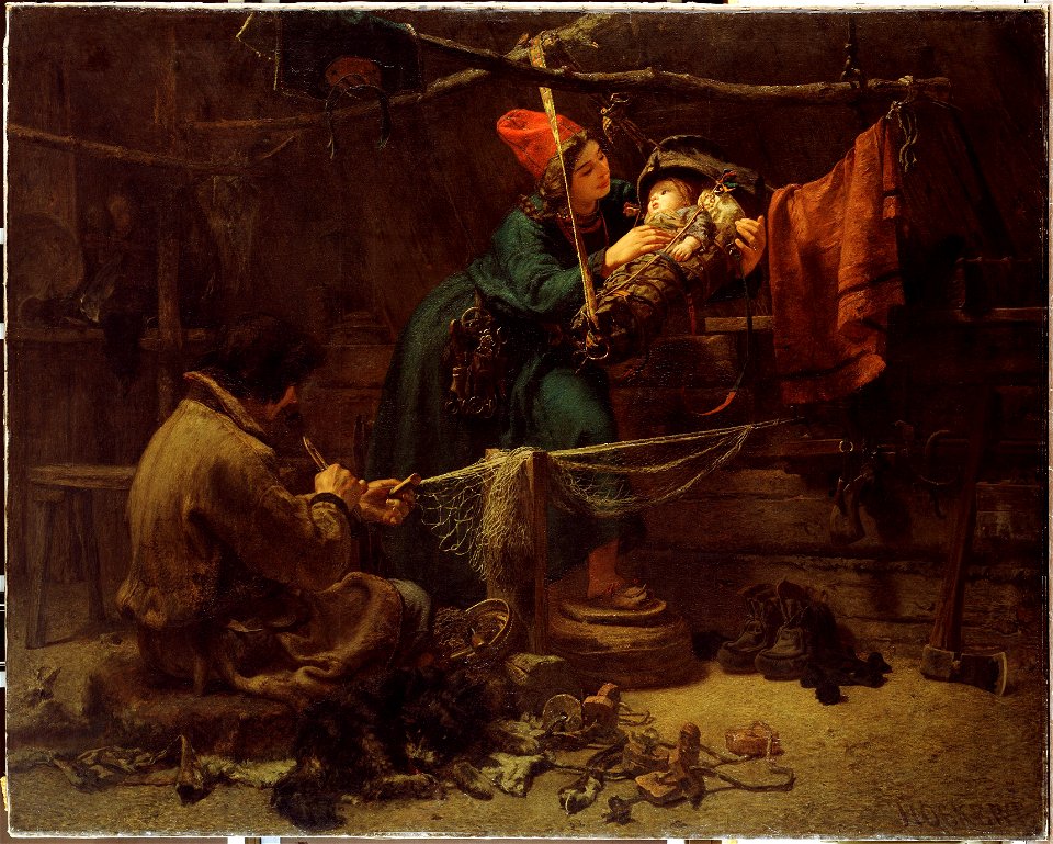 Inside a Laplander's Tent (Johan Fredrik Höckert) - Nationalmuseum - 17970