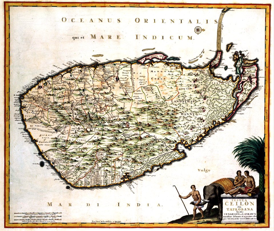 Insula Ceilon olim Taprobana Incolis Tenarisin et Lankawn (Nicolaas Visscher)