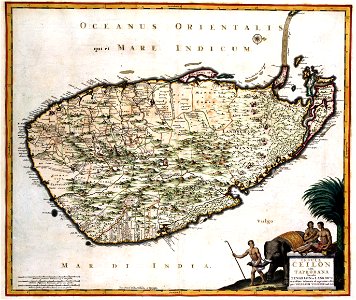 Insula Ceilon olim Taprobana Incolis Tenarisin et Lankawn (Nicolaas Visscher)