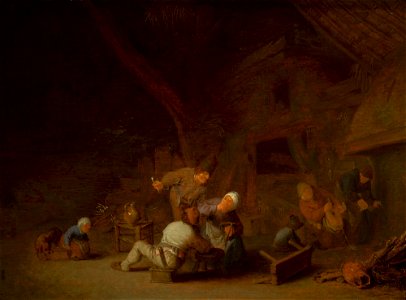 INTERIOR OF A BARN WITH PEASANTS CAROUSING ('THE SENSE OF SMELL') 